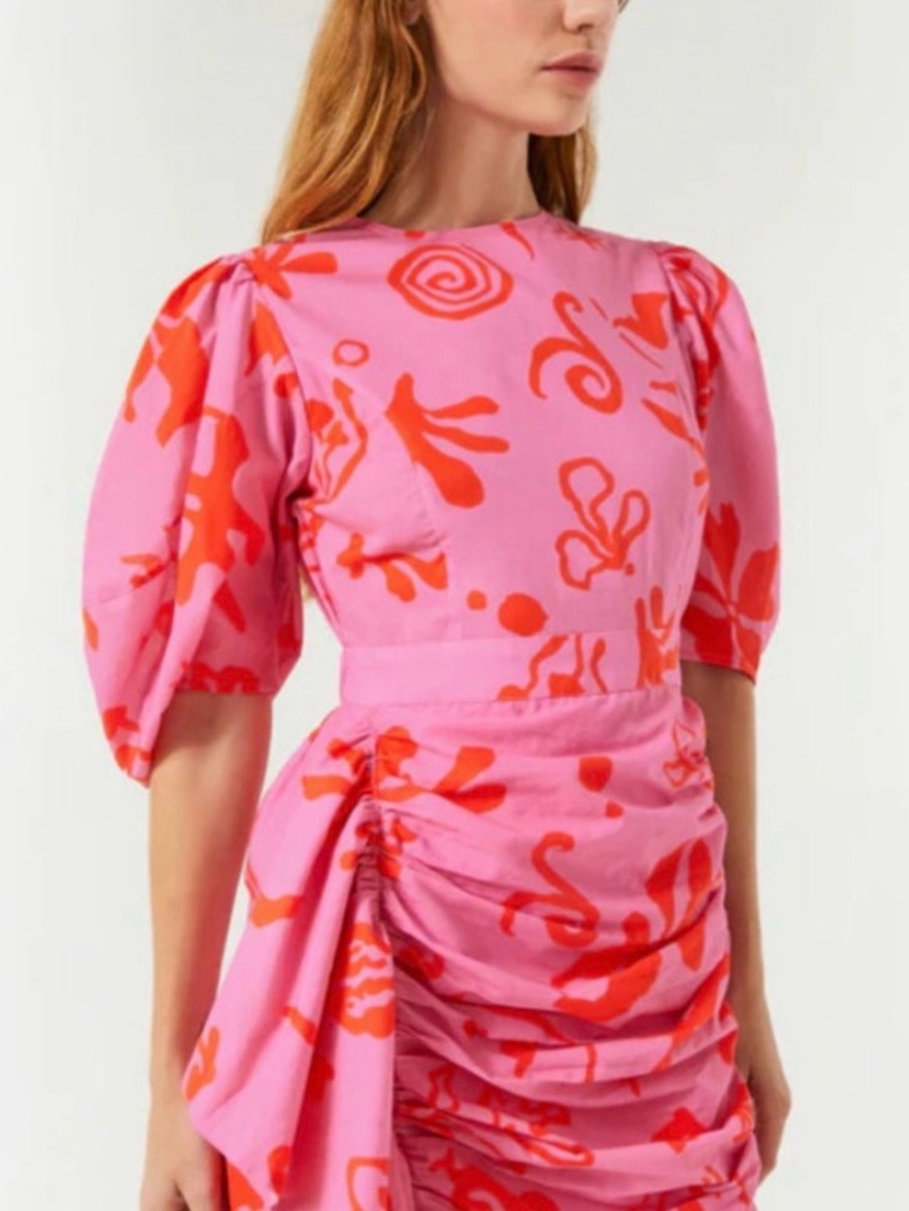 RHODE PIA Pink Mini Dress with Red Abstract Print - Picture 2 of 4